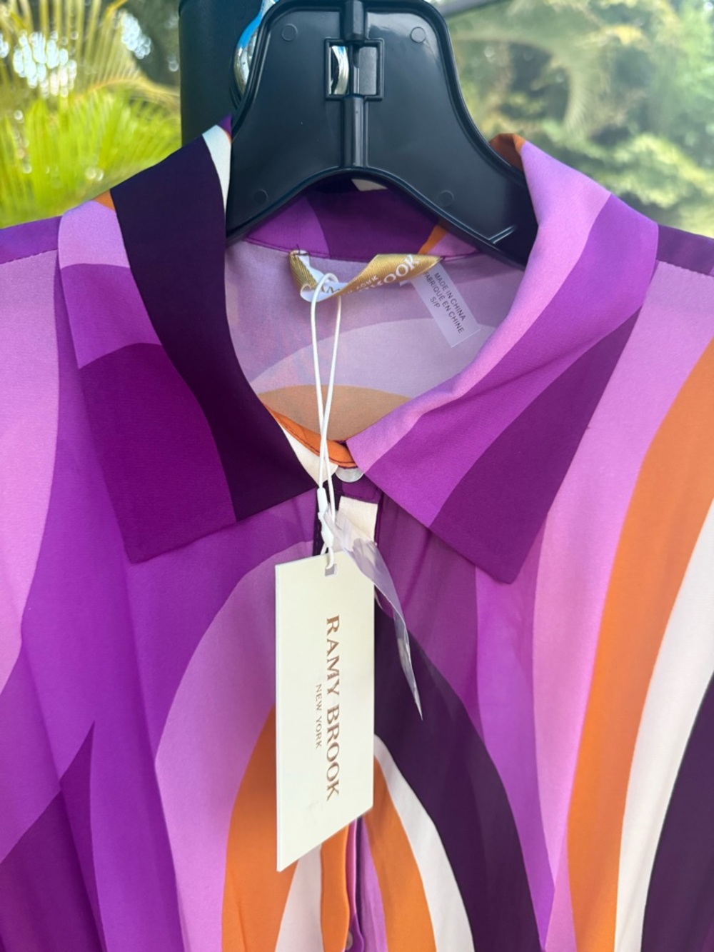 Ramy Brook Purple, Orange and White Long Sleeve Printed Blouse